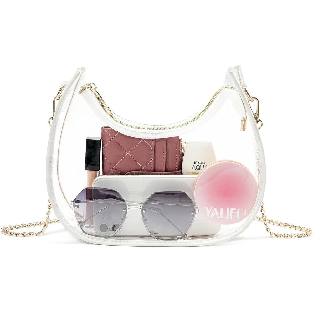 NEOREAL Clear Bag for Stadium Events, Small Crescent Shoulder Purse